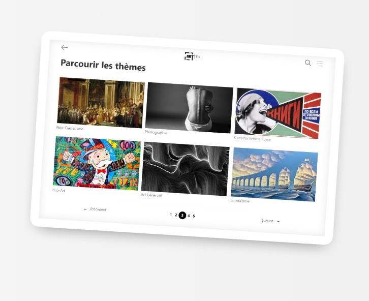 Artify - Présentation sélection d'oeuvres tablette
