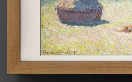 Artify - Tableau d'art connecté présentant un zoom es meules de Claude Monet